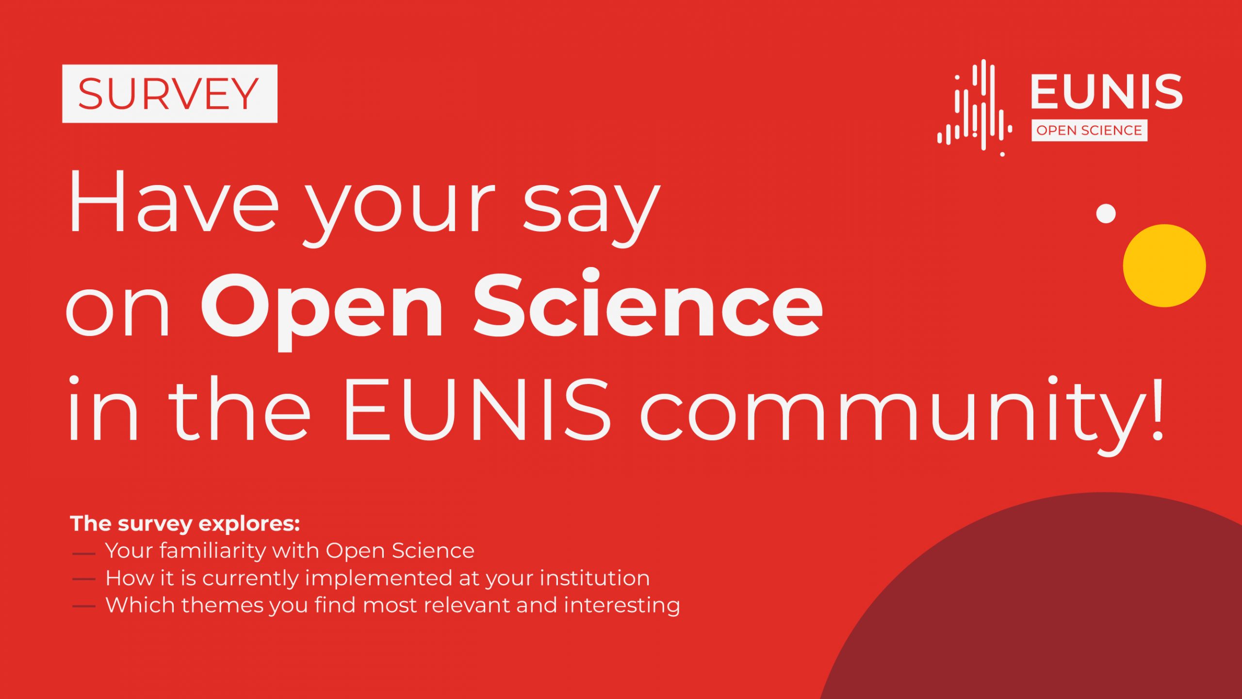 EUNIS Open Science survey open by 30 March 2026